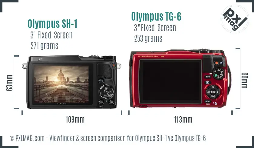Olympus SH-1 vs Olympus TG-6 Screen and Viewfinder comparison