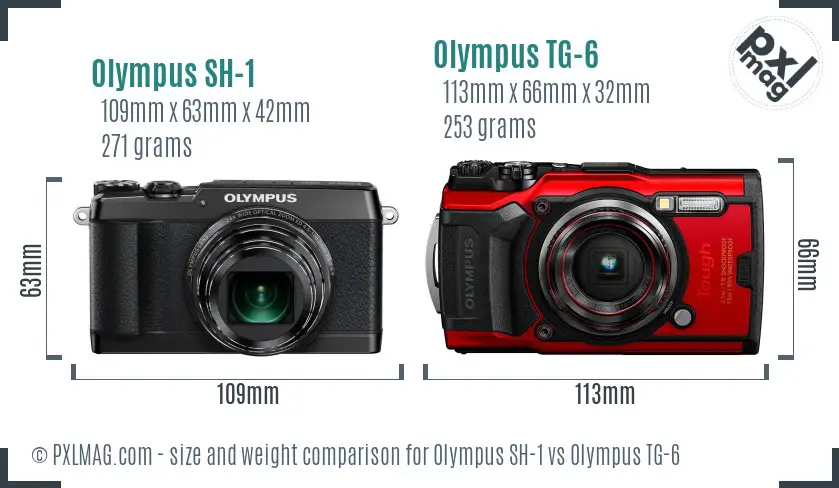Olympus SH-1 vs Olympus TG-6 size comparison
