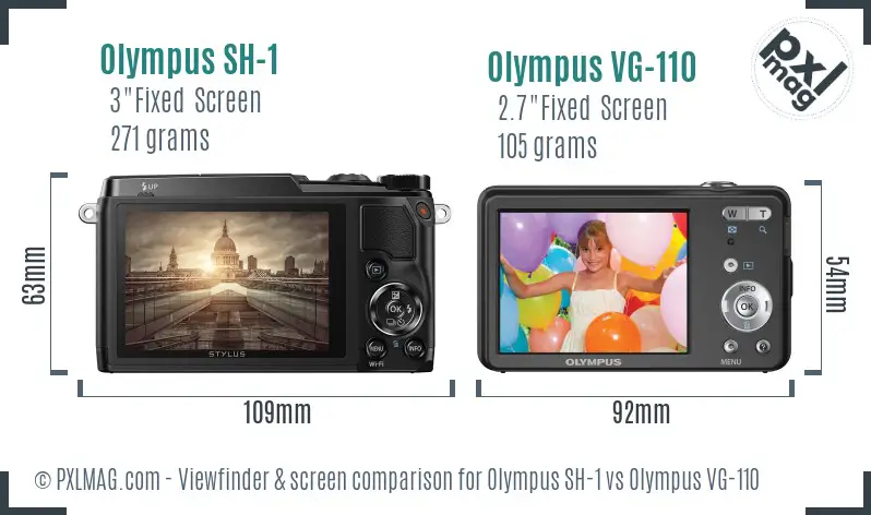 Olympus SH-1 vs Olympus VG-110 Screen and Viewfinder comparison