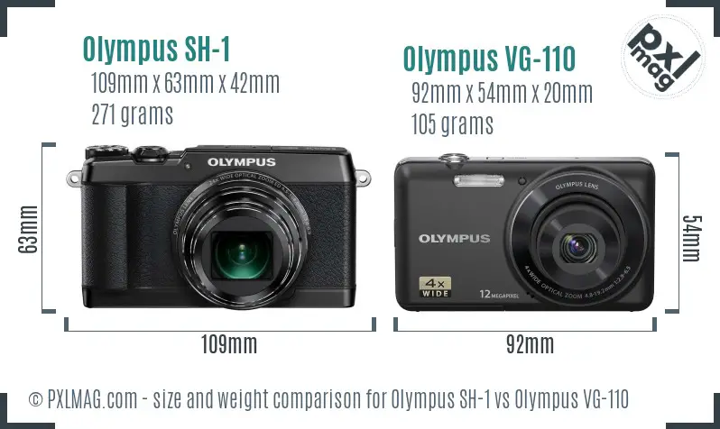 Olympus SH-1 vs Olympus VG-110 size comparison