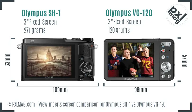 Olympus SH-1 vs Olympus VG-120 Screen and Viewfinder comparison