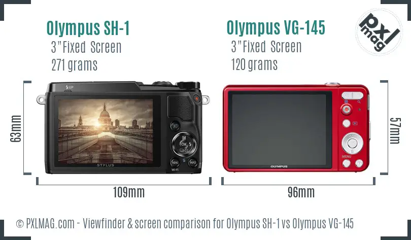 Olympus SH-1 vs Olympus VG-145 Screen and Viewfinder comparison