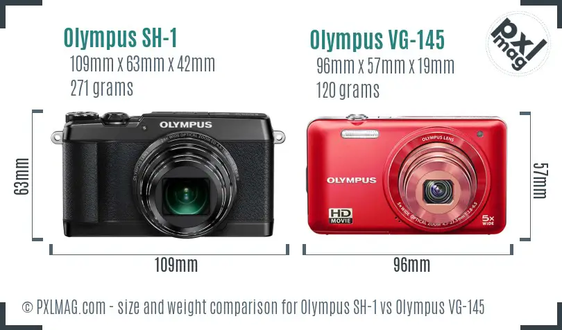 Olympus SH-1 vs Olympus VG-145 size comparison