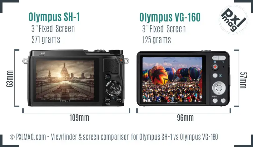 Olympus SH-1 vs Olympus VG-160 Screen and Viewfinder comparison