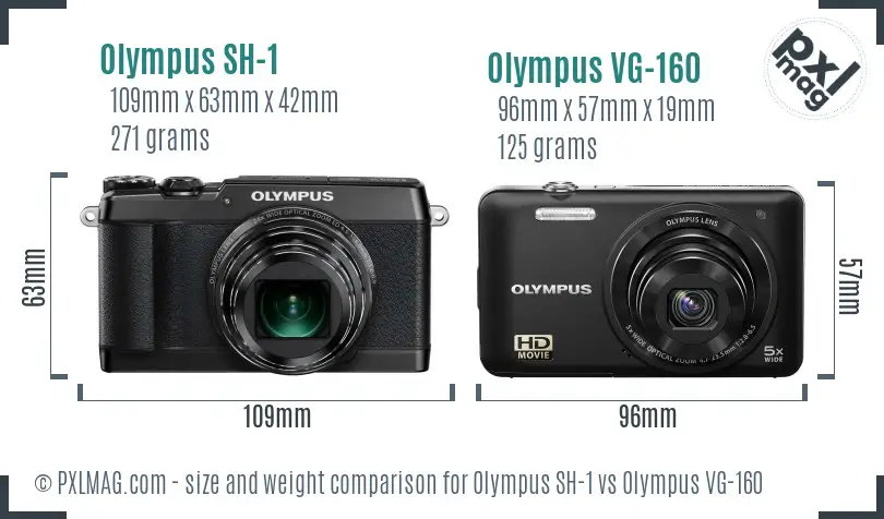 Olympus SH-1 vs Olympus VG-160 size comparison