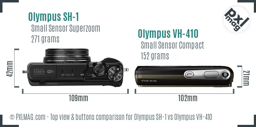 Olympus SH-1 vs Olympus VH-410 top view buttons comparison