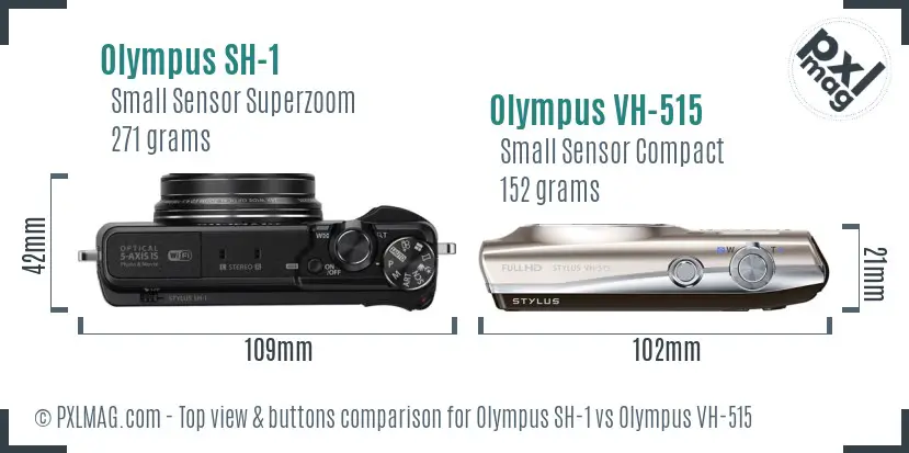 Olympus SH-1 vs Olympus VH-515 top view buttons comparison