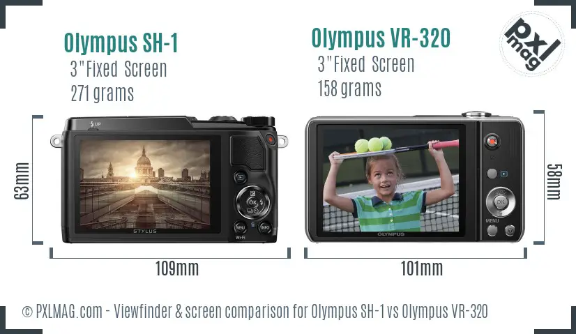 Olympus SH-1 vs Olympus VR-320 Screen and Viewfinder comparison