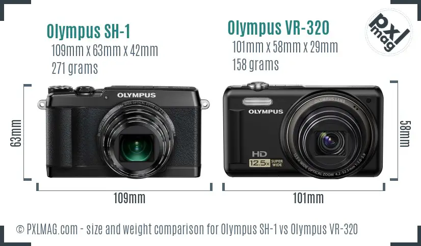 Olympus SH-1 vs Olympus VR-320 size comparison