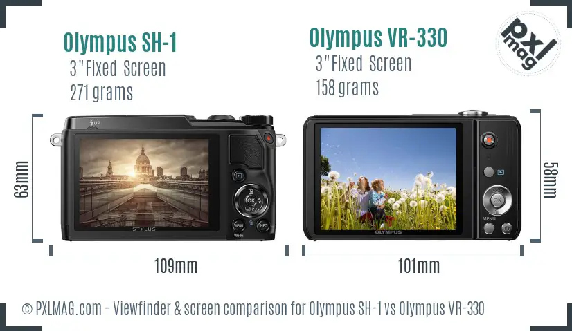 Olympus SH-1 vs Olympus VR-330 Screen and Viewfinder comparison