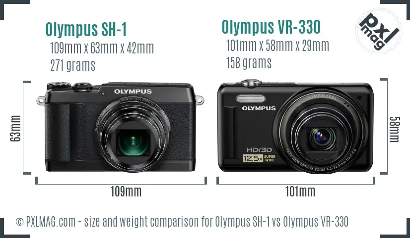 Olympus SH-1 vs Olympus VR-330 size comparison