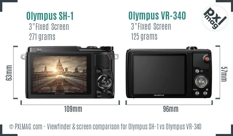 Olympus SH-1 vs Olympus VR-340 Screen and Viewfinder comparison