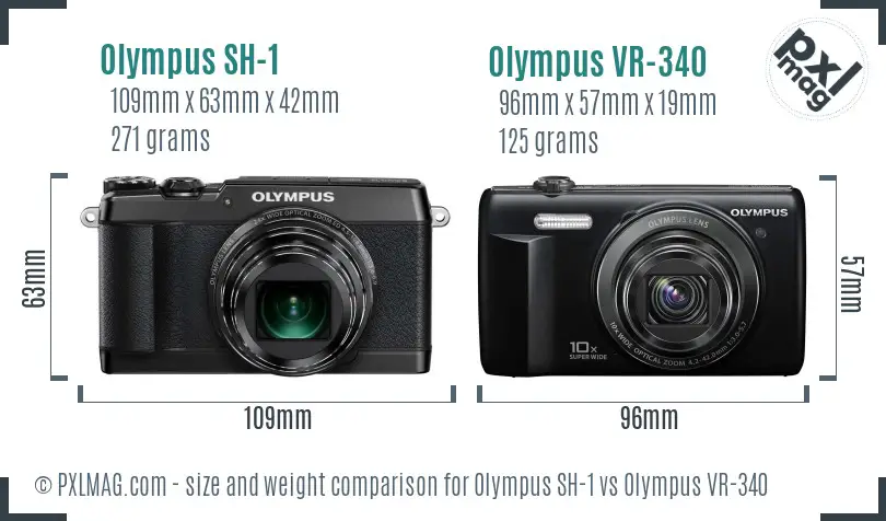 Olympus SH-1 vs Olympus VR-340 size comparison