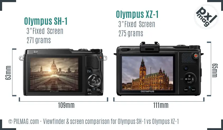 Olympus SH-1 vs Olympus XZ-1 Screen and Viewfinder comparison