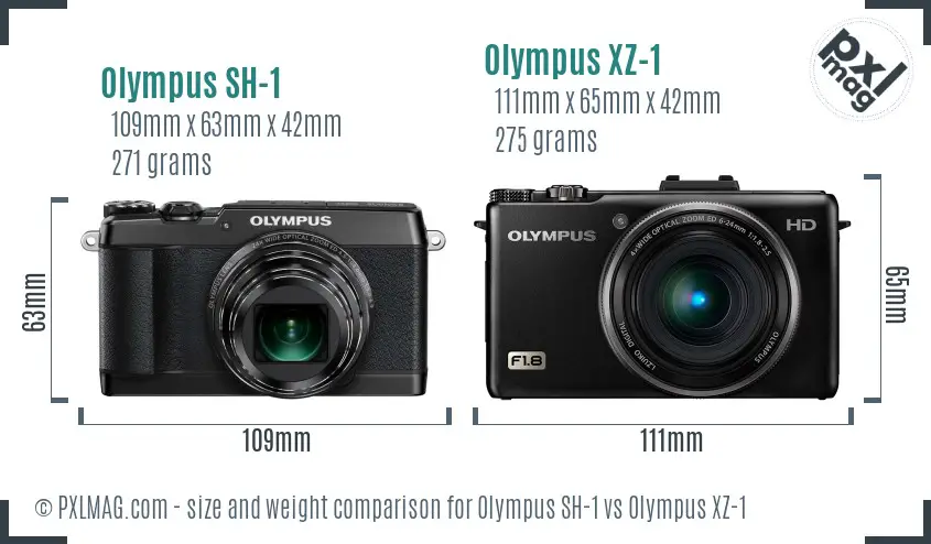 Olympus SH-1 vs Olympus XZ-1 size comparison