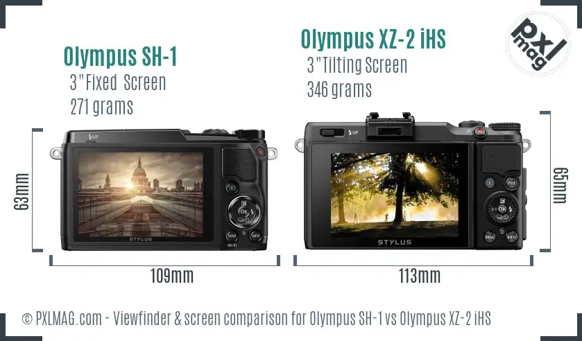 Olympus SH-1 vs Olympus XZ-2 iHS Screen and Viewfinder comparison