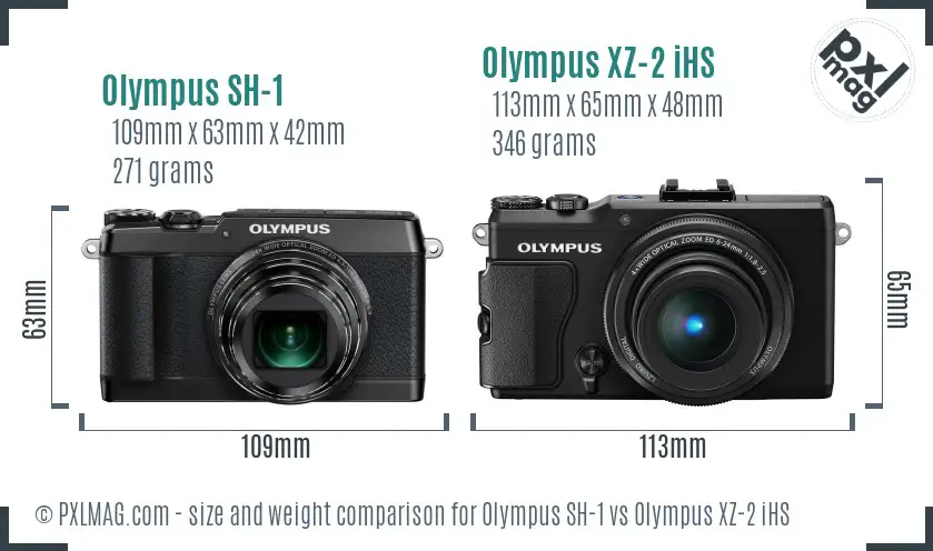 Olympus SH-1 vs Olympus XZ-2 iHS size comparison