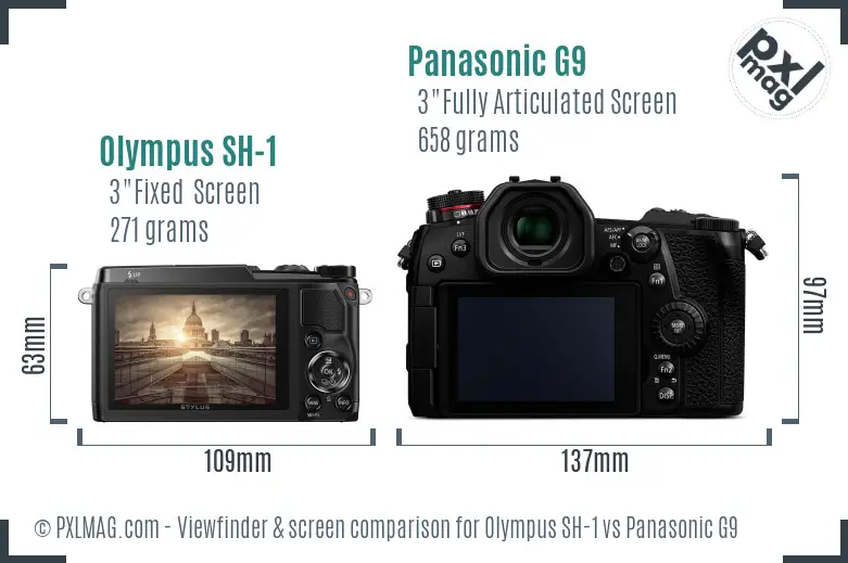 Olympus SH-1 vs Panasonic G9 Screen and Viewfinder comparison