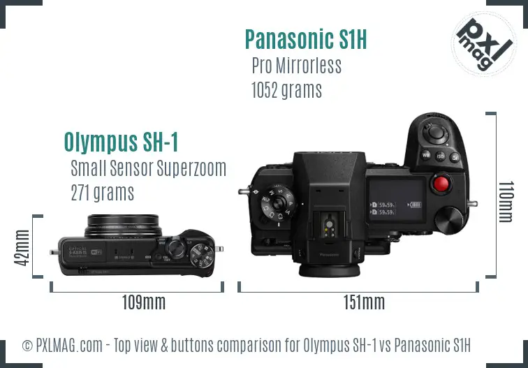 Olympus SH-1 vs Panasonic S1H top view buttons comparison