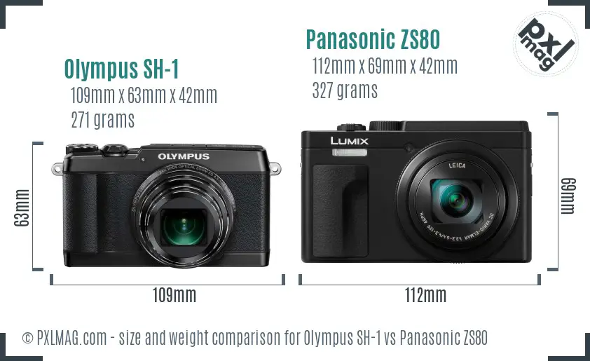 Olympus SH-1 vs Panasonic ZS80 size comparison