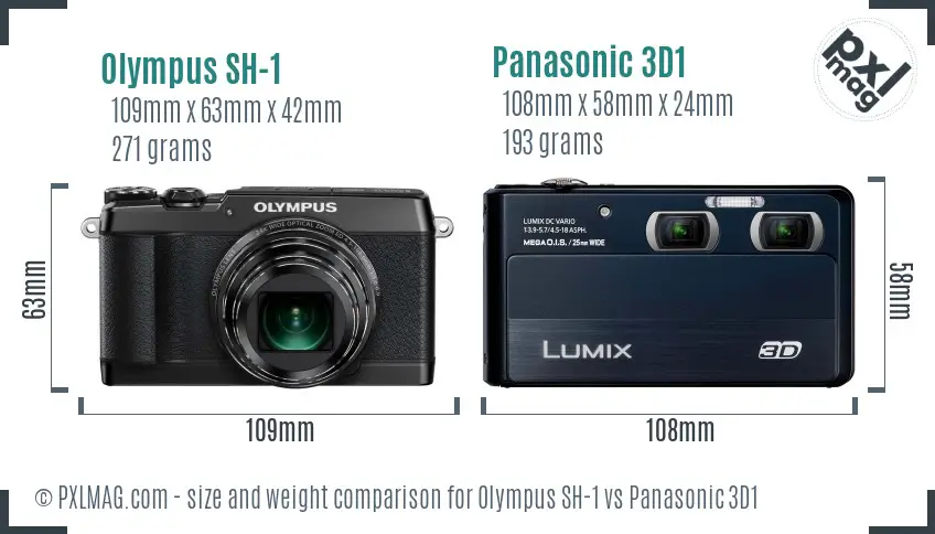 Olympus SH-1 vs Panasonic 3D1 size comparison