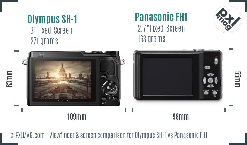 Olympus SH-1 vs Panasonic FH1 Screen and Viewfinder comparison