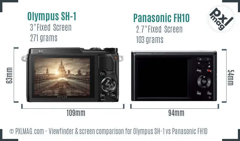 Olympus SH-1 vs Panasonic FH10 Screen and Viewfinder comparison