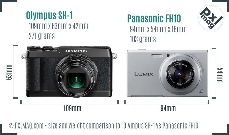Olympus SH-1 vs Panasonic FH10 size comparison