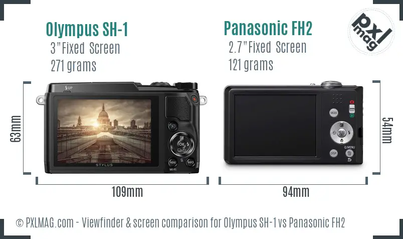 Olympus SH-1 vs Panasonic FH2 Screen and Viewfinder comparison