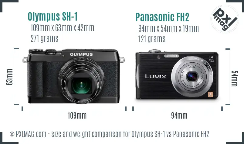 Olympus SH-1 vs Panasonic FH2 size comparison