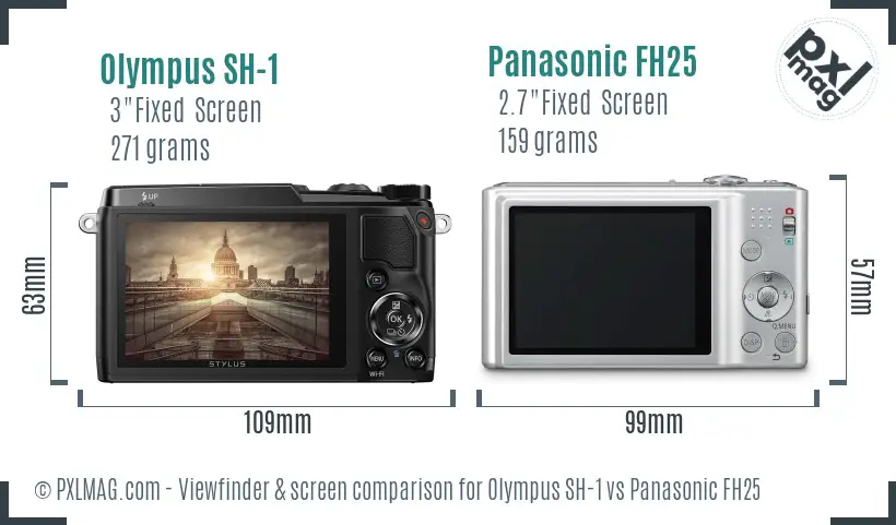 Olympus SH-1 vs Panasonic FH25 Screen and Viewfinder comparison