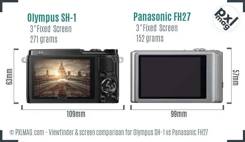 Olympus SH-1 vs Panasonic FH27 Screen and Viewfinder comparison