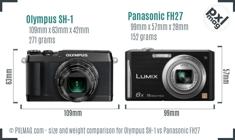 Olympus SH-1 vs Panasonic FH27 size comparison