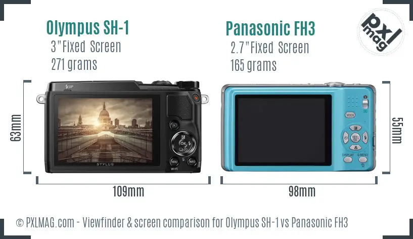 Olympus SH-1 vs Panasonic FH3 Screen and Viewfinder comparison