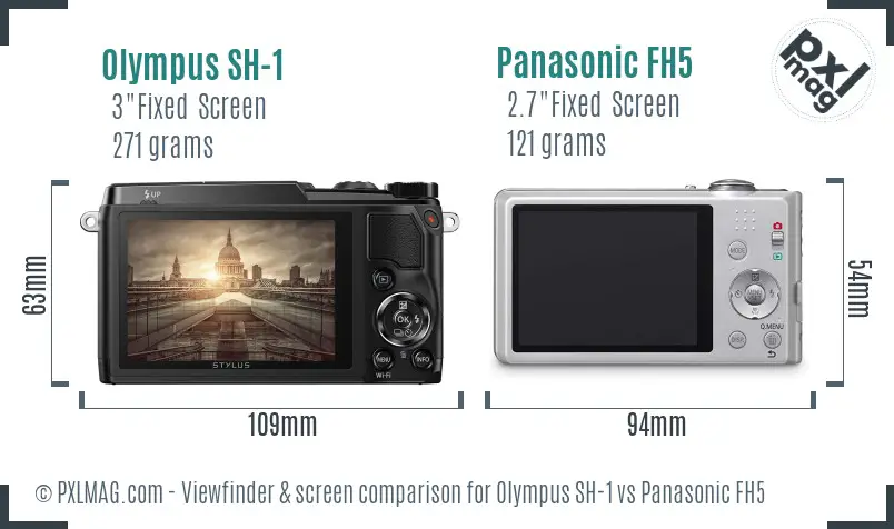 Olympus SH-1 vs Panasonic FH5 Screen and Viewfinder comparison