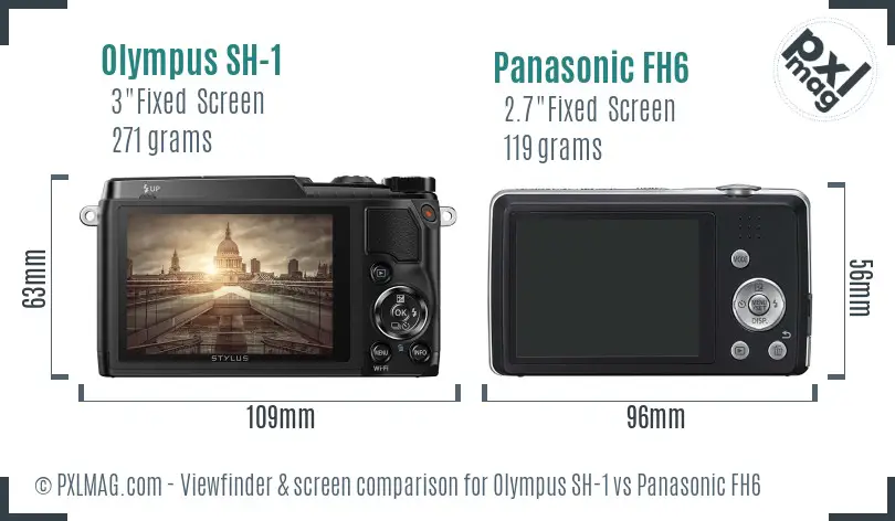 Olympus SH-1 vs Panasonic FH6 Screen and Viewfinder comparison