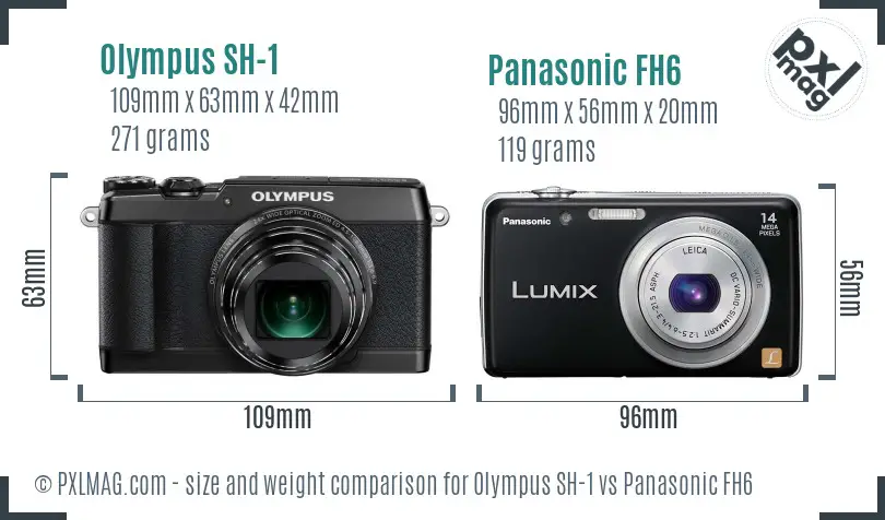 Olympus SH-1 vs Panasonic FH6 size comparison