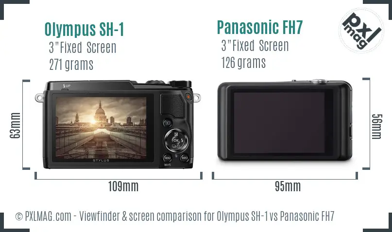 Olympus SH-1 vs Panasonic FH7 Screen and Viewfinder comparison