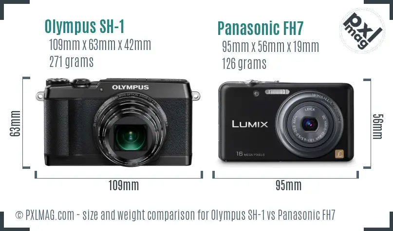 Olympus SH-1 vs Panasonic FH7 size comparison