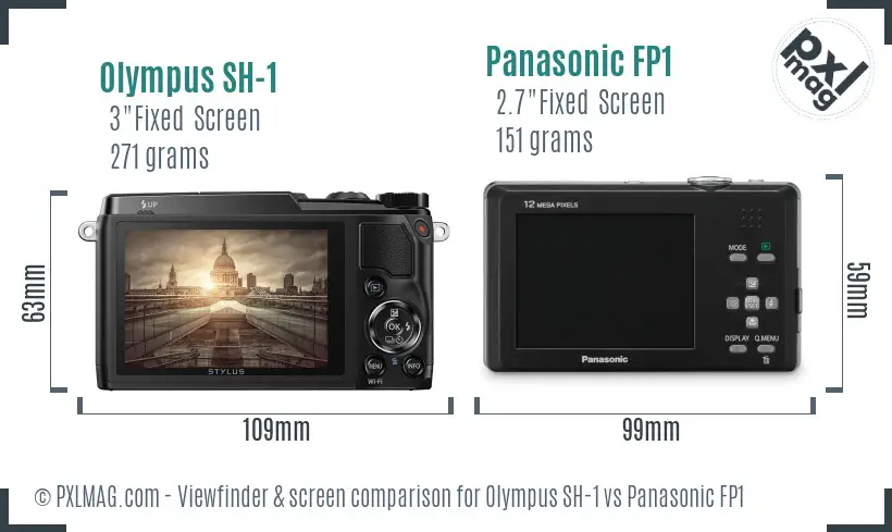 Olympus SH-1 vs Panasonic FP1 Screen and Viewfinder comparison