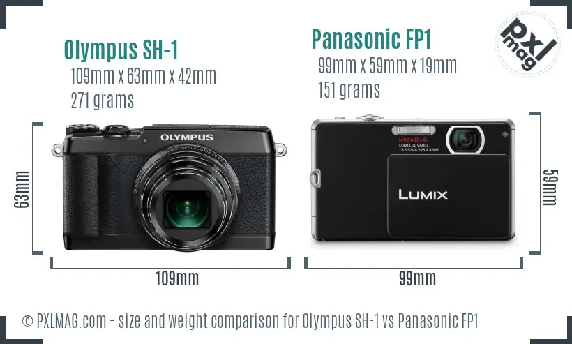Olympus SH-1 vs Panasonic FP1 size comparison