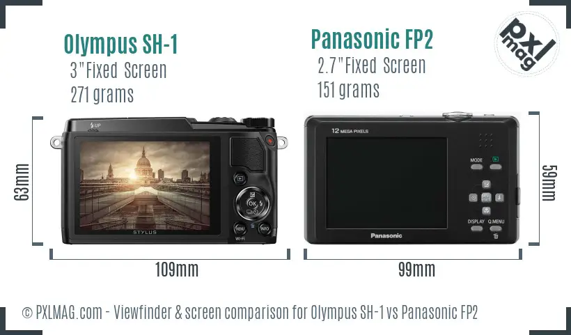 Olympus SH-1 vs Panasonic FP2 Screen and Viewfinder comparison