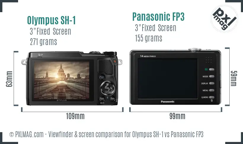 Olympus SH-1 vs Panasonic FP3 Screen and Viewfinder comparison