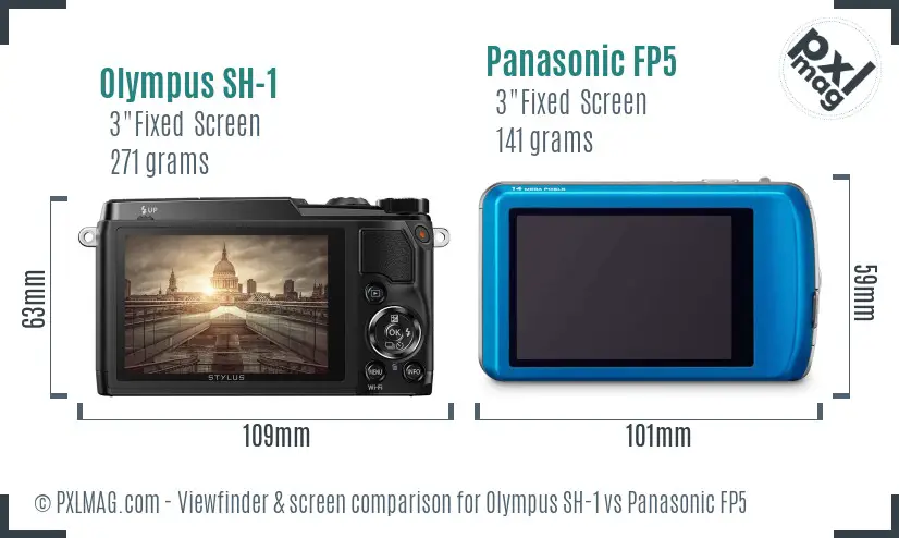 Olympus SH-1 vs Panasonic FP5 Screen and Viewfinder comparison