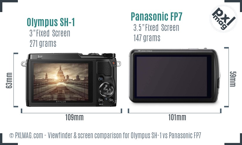 Olympus SH-1 vs Panasonic FP7 Screen and Viewfinder comparison