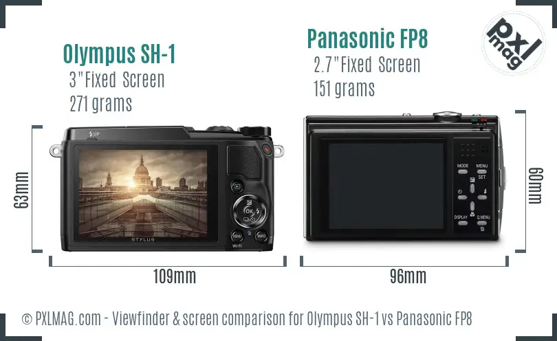 Olympus SH-1 vs Panasonic FP8 Screen and Viewfinder comparison