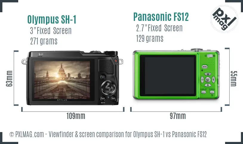 Olympus SH-1 vs Panasonic FS12 Screen and Viewfinder comparison
