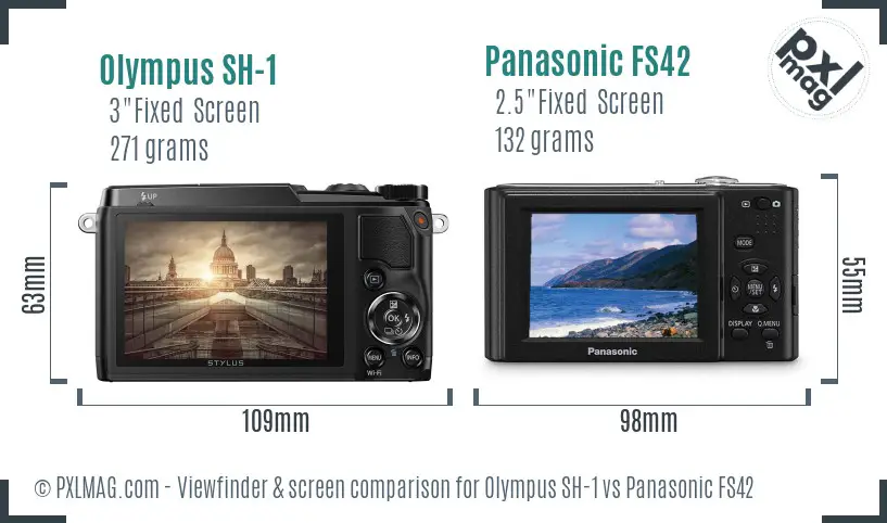 Olympus SH-1 vs Panasonic FS42 Screen and Viewfinder comparison