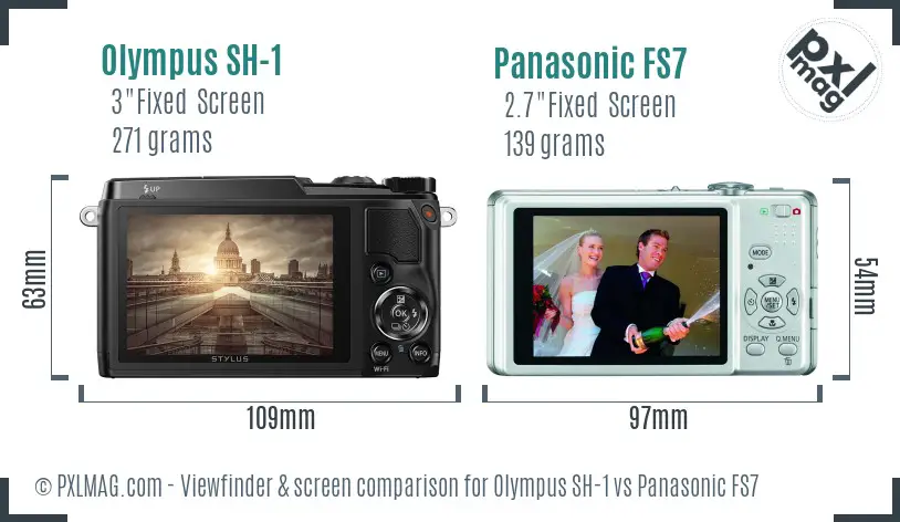Olympus SH-1 vs Panasonic FS7 Screen and Viewfinder comparison