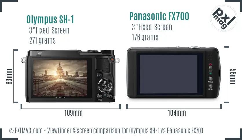 Olympus SH-1 vs Panasonic FX700 Screen and Viewfinder comparison